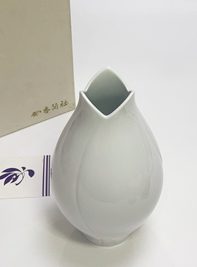 日本 进口 香兰社 花瓣口 白瓷 插花 花瓶 花器 花入 摆件