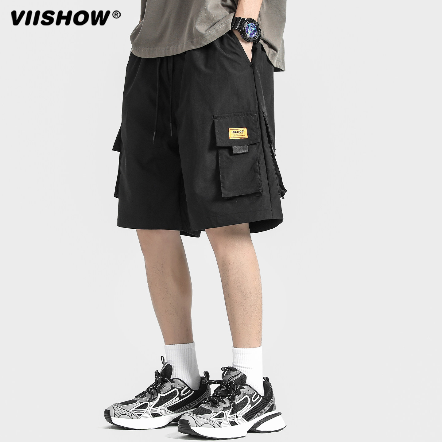 VIISHOW日系复古多口袋工装短裤男潮牌街头bf宽松阔腿休闲五分裤,淘宝优惠券,粉丝福利购,淘宝优惠卷