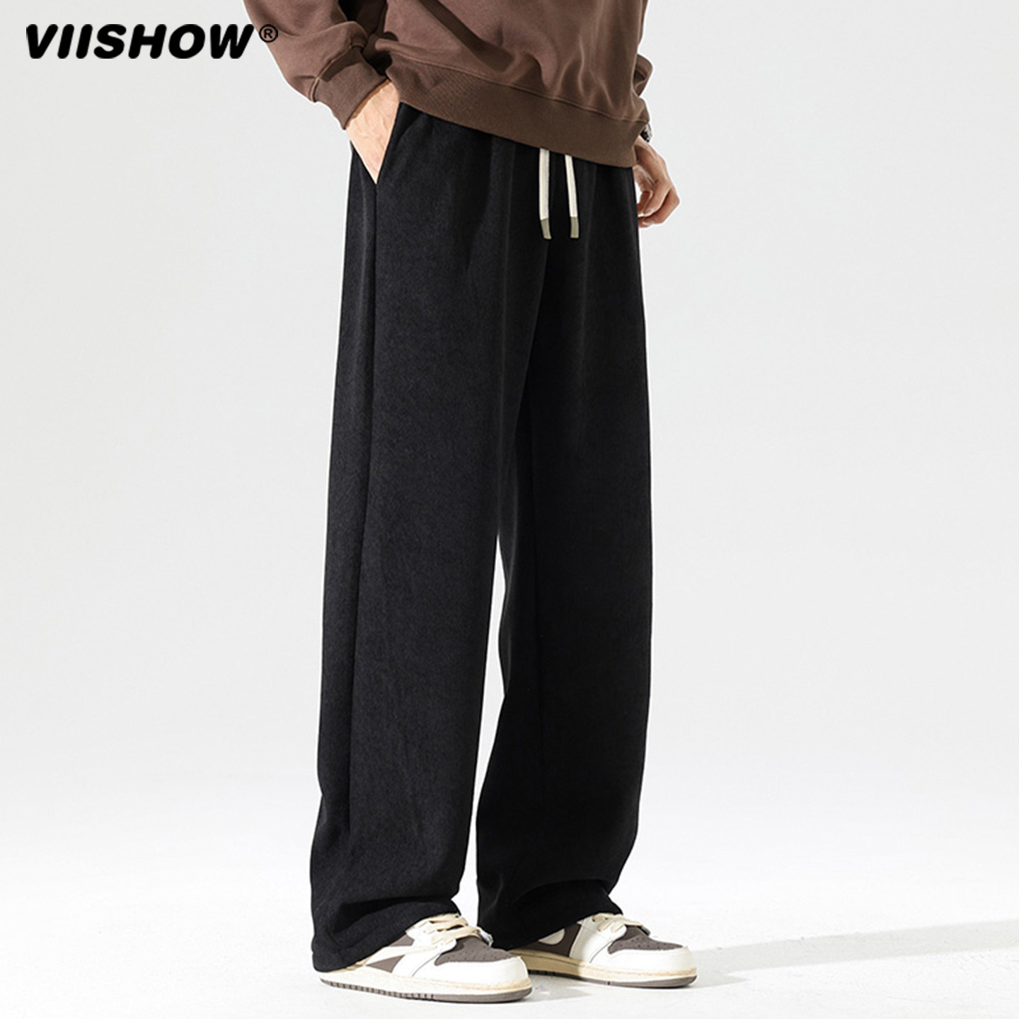 VIISHOW冬季复古纯色灯芯绒抓绒裤男潮牌宽松加绒加厚保暖直筒裤,淘宝优惠券,粉丝福利购,淘宝优惠卷