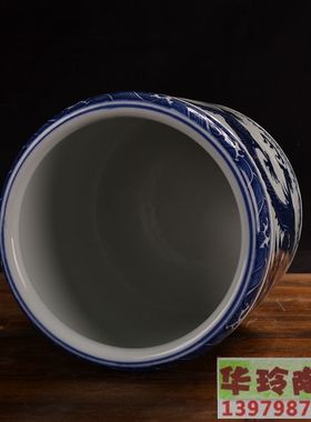 笔筒青花瓷仿古风文房四宝仿古