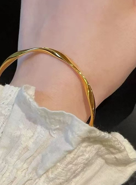 莫比乌斯环波浪纹仿真黄金手环女