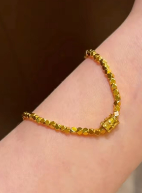 碎金子蹦迪方块珠仿真黄金手链女