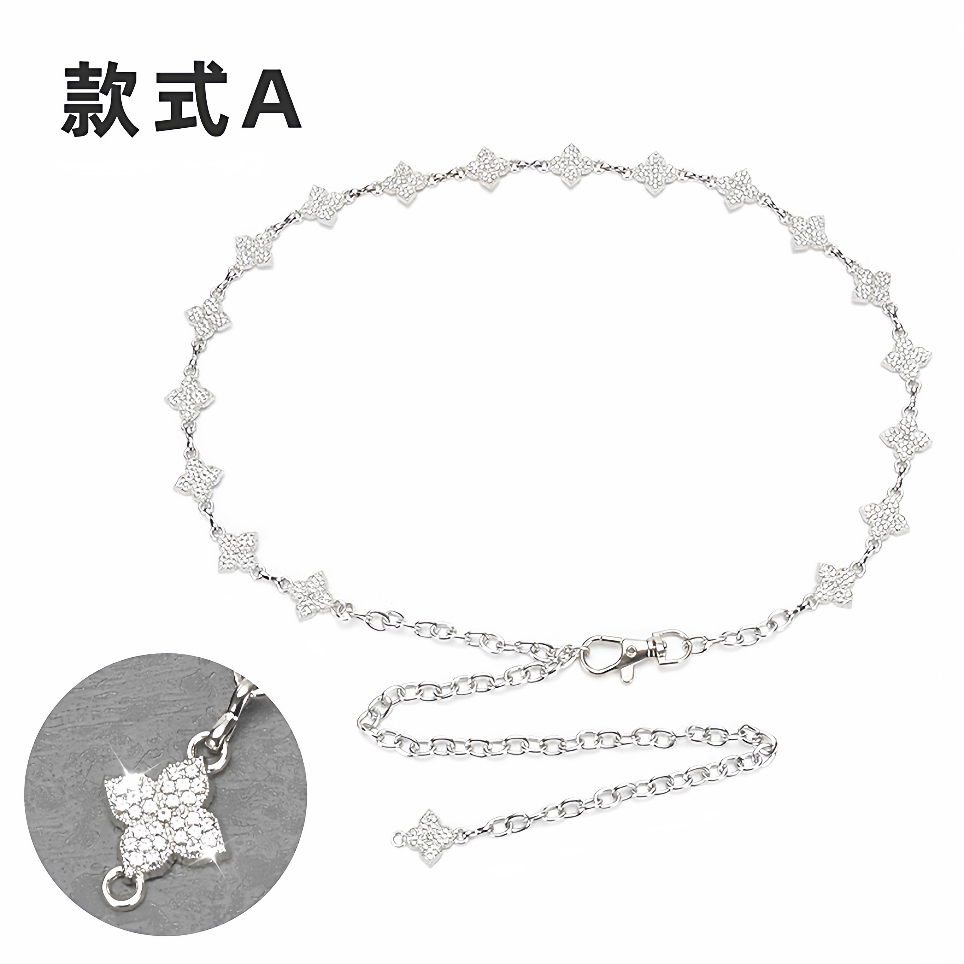 TUOMODA时尚品牌女士钛金属水晶钻连衣裙裙衫装饰腰带腰链