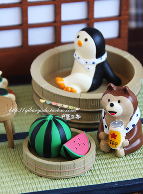 日式风decole冬季温泉树脂摆件