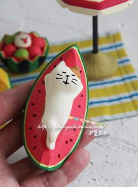 日式zakka少女心和风夏日西瓜海边治愈公仔桌面摆件潮玩 五件免邮