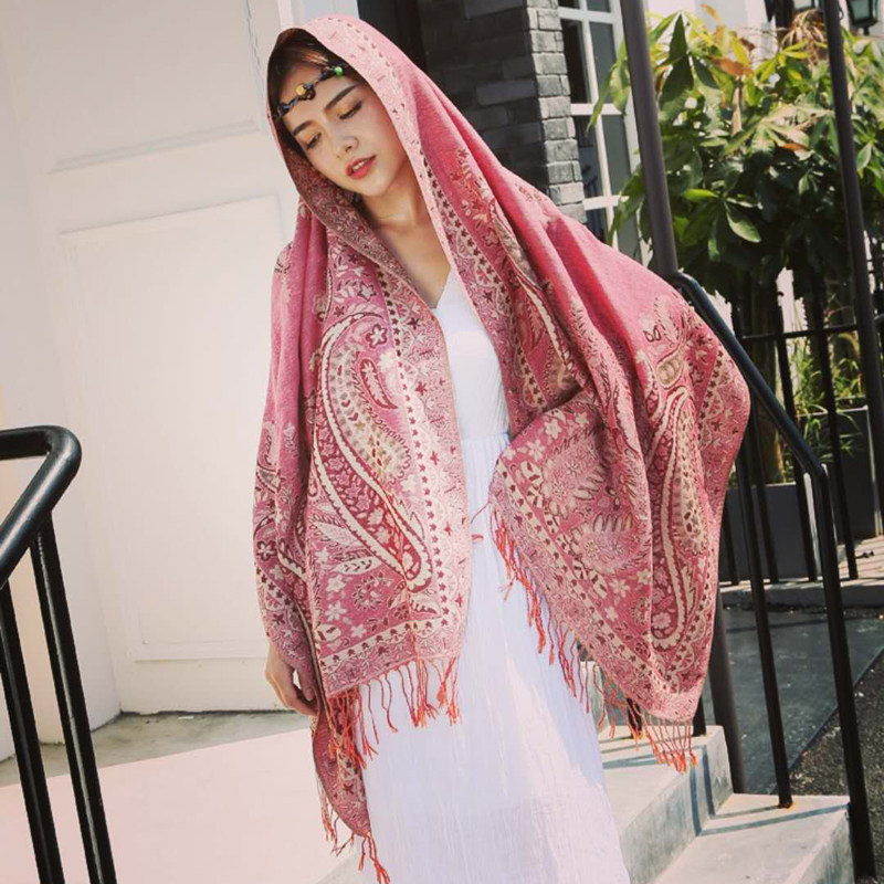 披肩女两用加厚围巾批量发秋冬百搭波西米亚大披肩民族风披肩围巾,淘宝优惠券,粉丝福利购,淘宝优惠卷