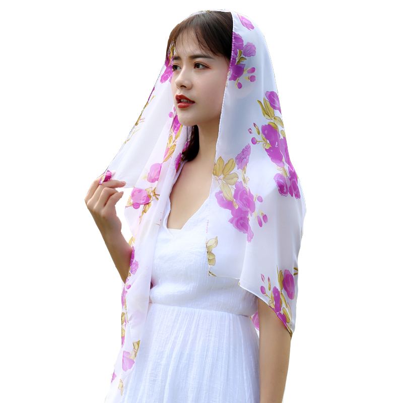 95CM大尺寸雪纺印花方巾女百搭韩版丝巾包头巾方巾纱巾防晒围巾,淘宝优惠券,粉丝福利购,淘宝优惠卷