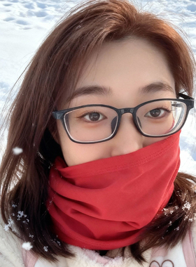 棉柔挂耳朵防风尘面罩套头简约纯色护颈保暖男女通用套头围脖脖套