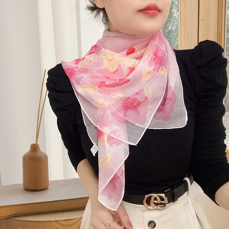 95CM大尺寸雪纺印花方巾女百搭韩版丝巾包头巾方巾纱巾防晒围巾,淘宝优惠券,粉丝福利购,淘宝优惠卷