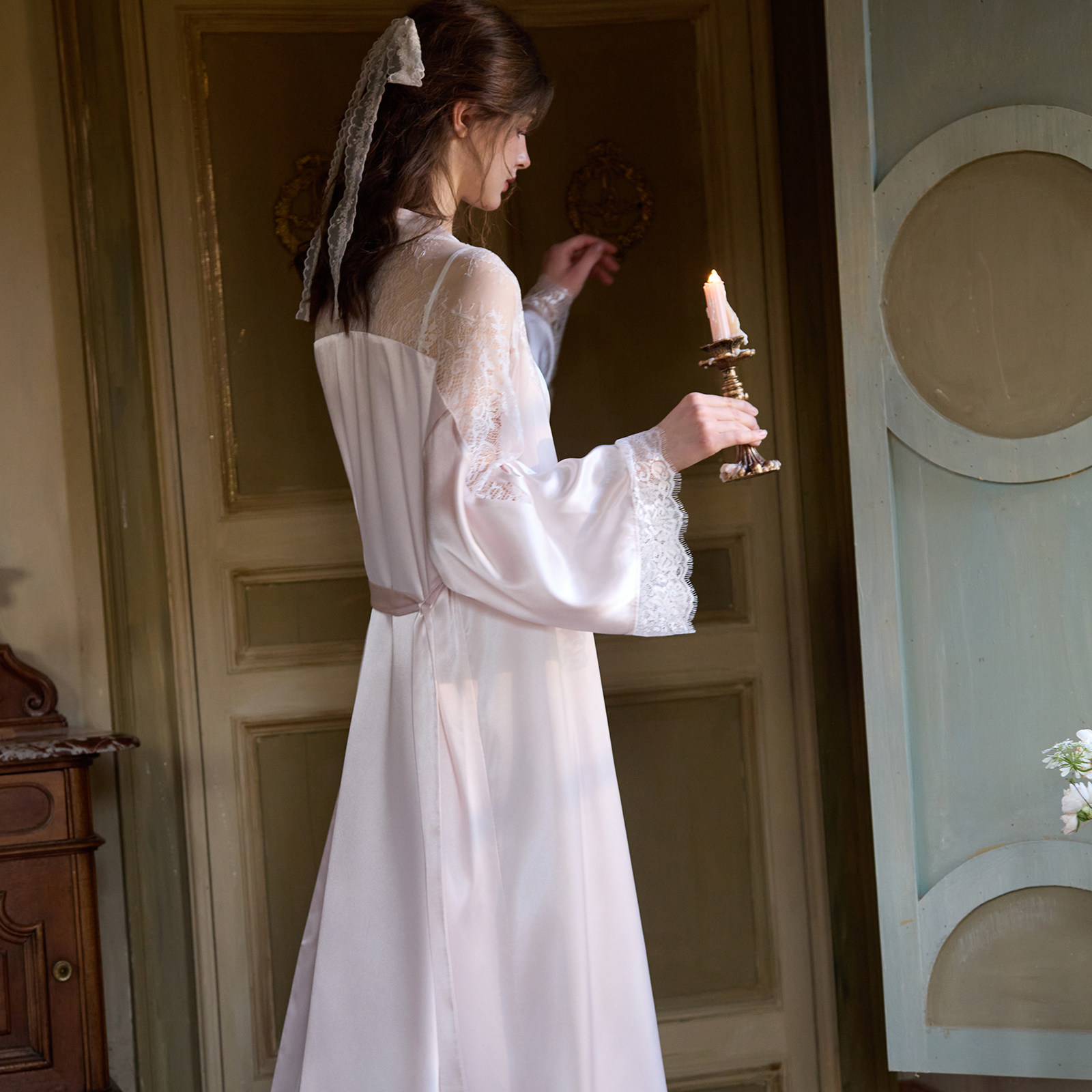 RoseTree新娘晨袍女春秋法式高级感睡裙睡袍两件套性感睡衣带胸垫,淘宝优惠券,粉丝福利购,淘宝优惠卷