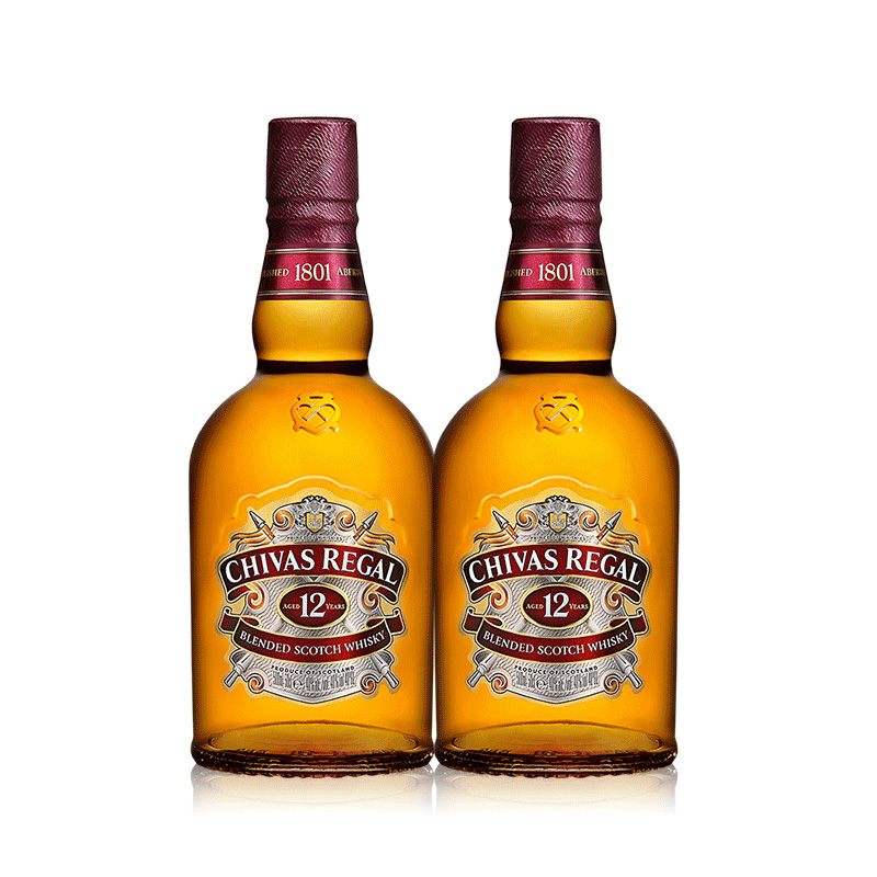 CHIVAS芝华士官方旗舰店chivas芝华士12年苏格兰调和威士忌500ml*2瓶 英国进口洋酒烈酒0