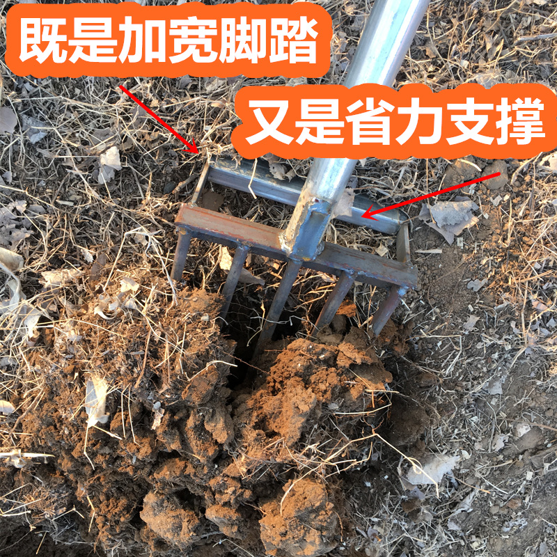 小型翻地松土神器家用园林艺翻土工具挖蒜红薯姜挖药材开荒钢叉锄 - 图2