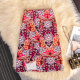 Floral skirt hip-covering midi skirt retro