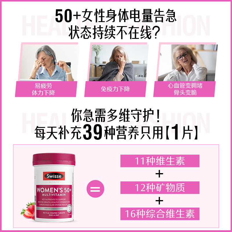 Swisse斯维诗中老年复合维生素女性50+岁维生素b女士矿物质营养素-图1