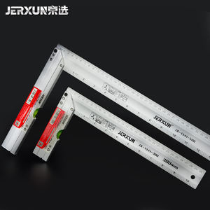 京选加厚角尺拐尺铝合金带泡水平木工直角L型尺90度曲尺300/500mm
