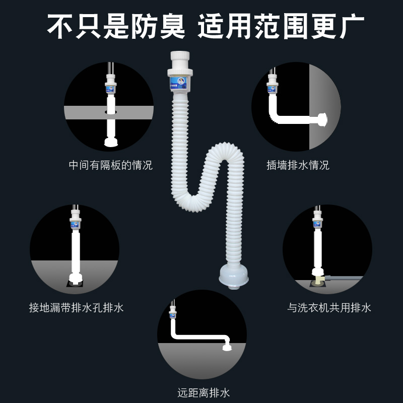 邦哥防臭下水管洗手盆洗脸盆面盆软管下水器台盆侧排墙排去水器-图3