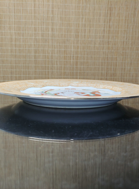 电光釉手绘粉彩龙凤囍10英寸赏盘