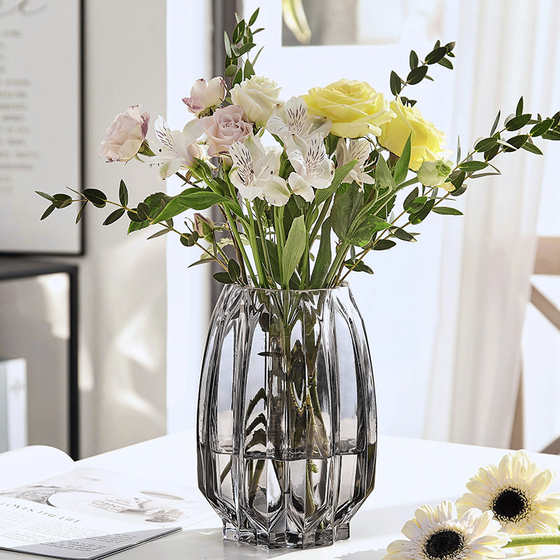 简约玻璃花瓶创意透明百合花器家用客厅大号水养富贵竹插干花摆件,淘宝优惠券,粉丝福利购,淘宝优惠卷