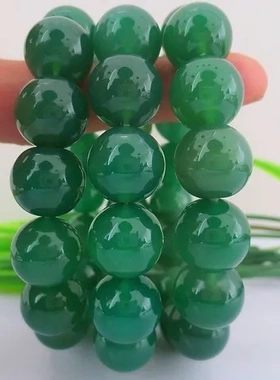 【手链绿玛瑙精品天然A级宝石玛瑙6-14MM珠径赠送】鉴定书