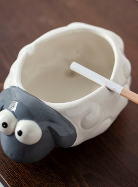 潮流创意烟灰缸陶瓷客厅可爱家用摆件防飞灰卡通个性家居摆件新款