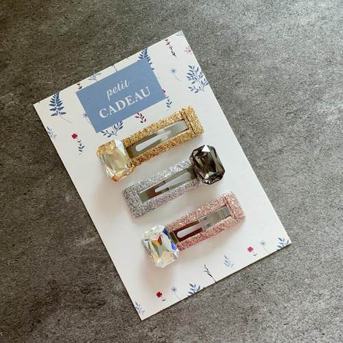 韩国进口闪亮彩色布丝带包不锈钢5厘米方夹手工diy发夹碎发边夹 - 图0