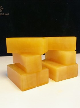 天然米黄玉方块长方体印章桌面摆件书法篆刻镇尺原石雕刻金砖摆放