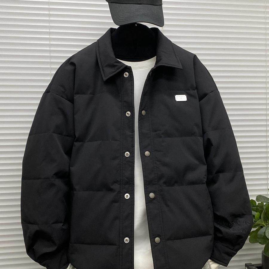 轻薄款翻领羽绒衣服男士冬装大码高级感条纹休闲衬衫式羽绒外套潮,淘宝优惠券,粉丝福利购,淘宝优惠卷