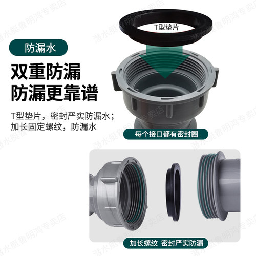 潜水艇厨房水槽防臭下水管排水管洗菜盆配件水池洗碗槽下水器三通 - 图1