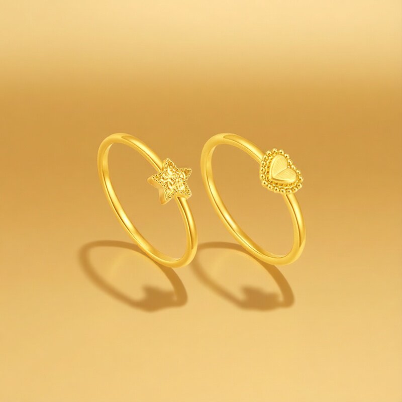 Trendy Acer to simple pure gold ring gold ring ring bracelet 5D hard gold female workplace commuting fashion birthday