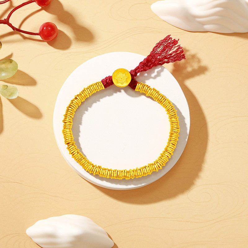 潮宏基臻金珍藏黄金手链足金手绳手饰古法金盘缠金红绳礼物 卟,淘宝优惠券,粉丝福利购,淘宝优惠卷