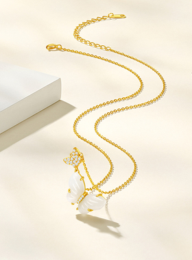 潮宏基花韵s925银和田玉项链