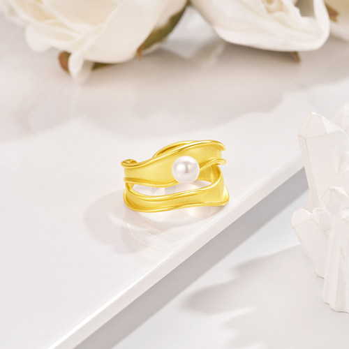 潮宏基至简S925银戒指贝珠镶嵌开口戒南法风浪漫送女友礼物女J - 图2