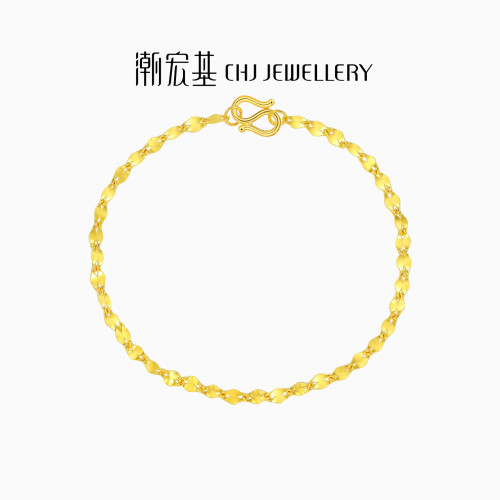 潮宏基玉翩瓦片手链黄金手链足金手链女手饰送妈妈礼物时尚 计价 - 图0