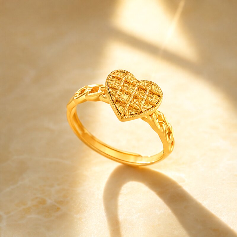 Chaohongji Pure Gold Ring Gold CNC Ring Ring Mouth Hand Decoration Car Flower Girl Love Birthday Gift Price