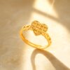 Chaohongji Pure Gold Ring Gold CNC Ring Ring Mouth Hand Decoration Car Flower Girl Love Birthday Gift Price