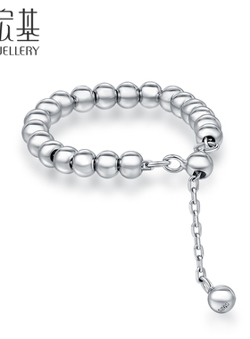 S925银戒指链结潮宏基可调节链戒