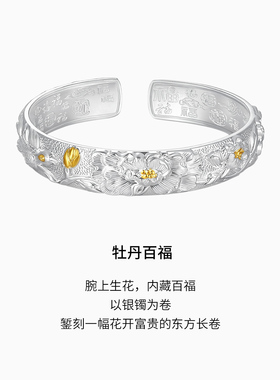 潮宏基足银手镯新中式