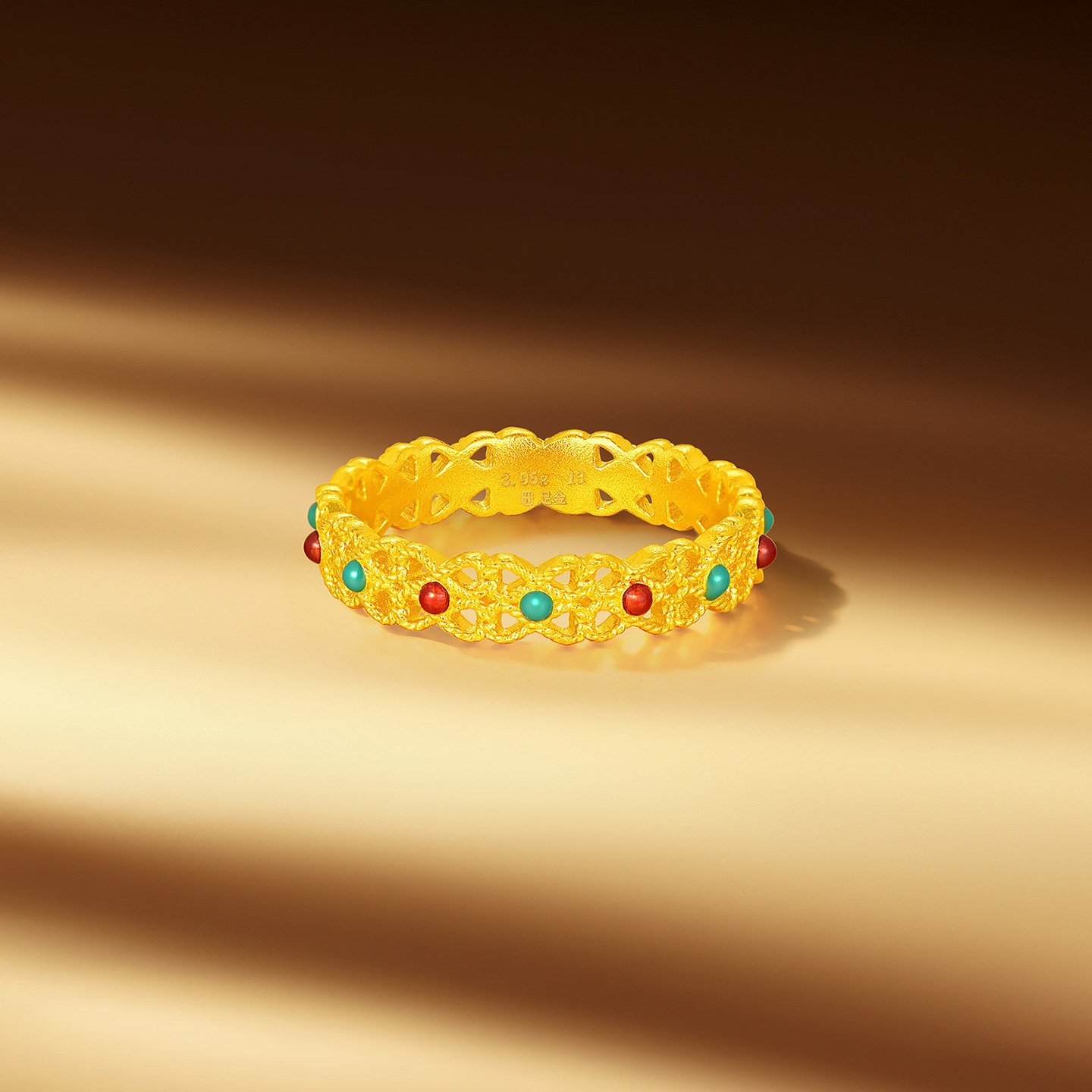 Chaohongji Zhenjin twelve-color gold ring solid gold ring ring bracelet bracelet ancient gold enamel hollow porphyrin