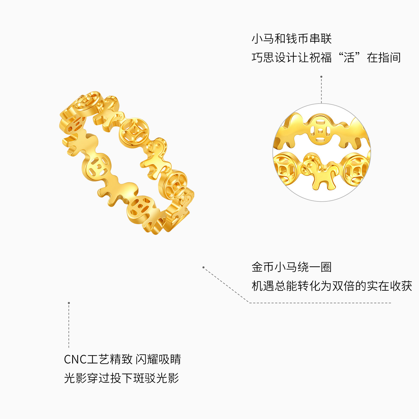 Chao Acer, good things happen, you will be rich immediately, pure gold ring, gold ring, bracelet, bracelet, zodiac sign, zodiac year, price