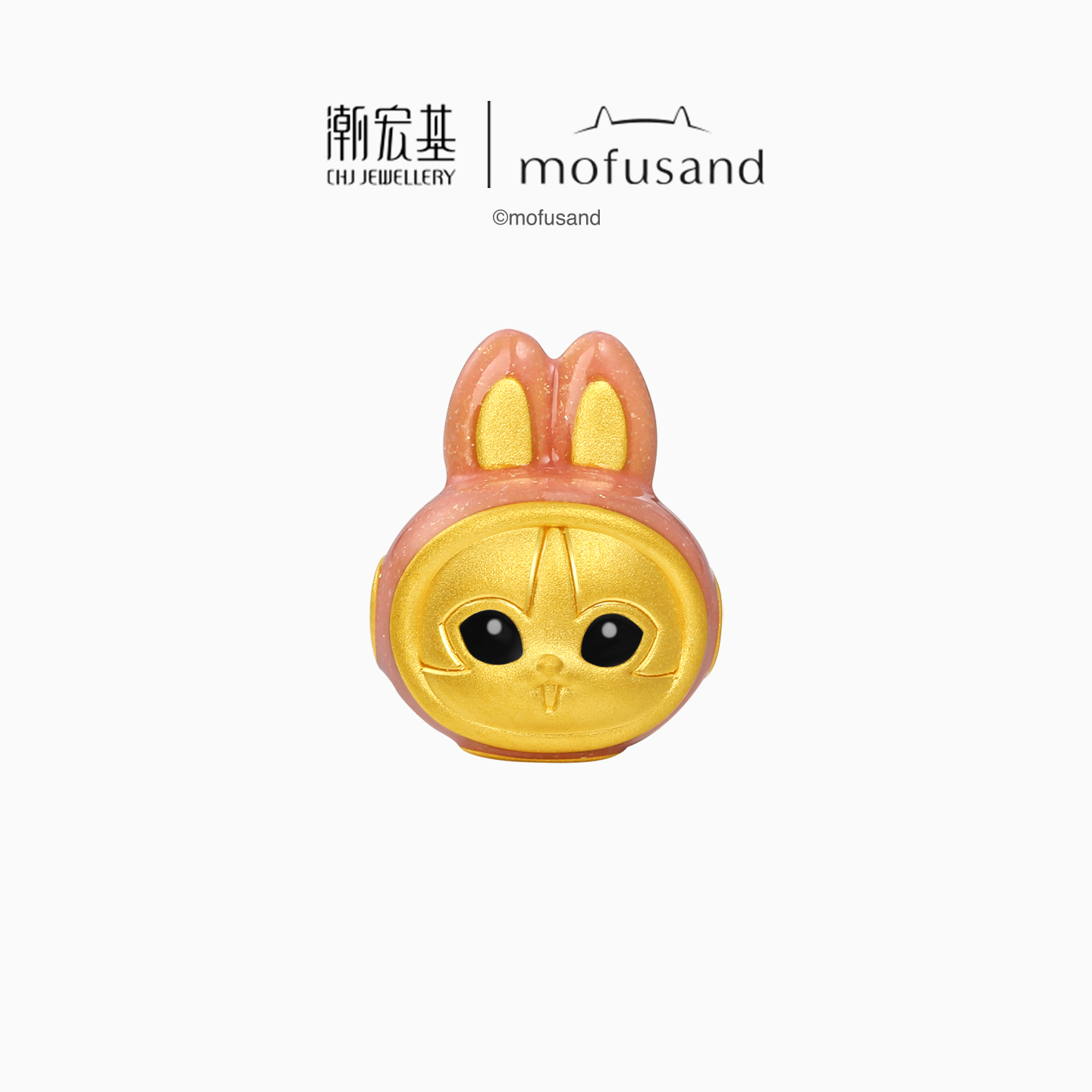 潮宏基猫福珊迪黄金转运串珠足金吊坠5D硬金鎏彩鲨鱼猫正版联名女 - 图0