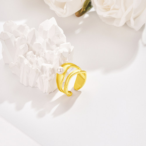 潮宏基至简S925银戒指贝珠镶嵌开口戒南法风浪漫送女友礼物女J - 图1