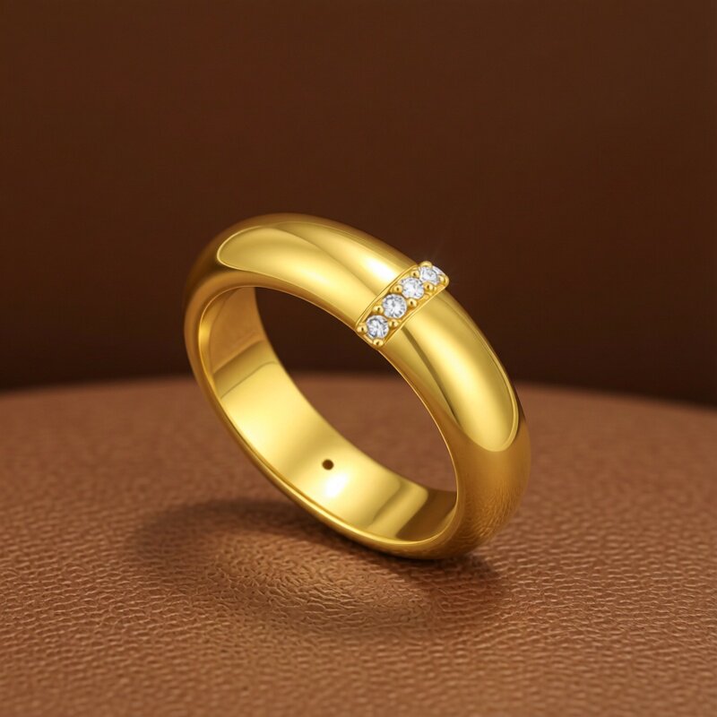 Chao Acer Royal Style Dolphin Back Full Gold Diamond Ring Gold Ring 5D Hard Gold Looks Big Loach Back Inlaid with Dot Diamonds
