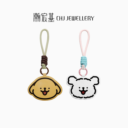 潮宏基线条小狗足金金币黄金投资金摆件包挂车挂钥匙扣情人节礼物 - 图1