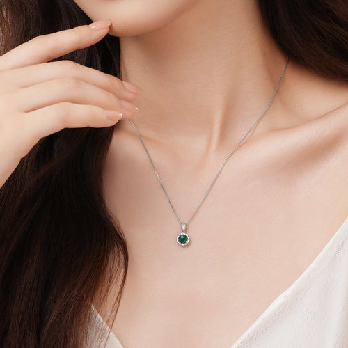 潮宏基追光s925银项链银饰翡翠冰种坠链颈饰礼物葫芦送妈妈礼物女 - 图3
