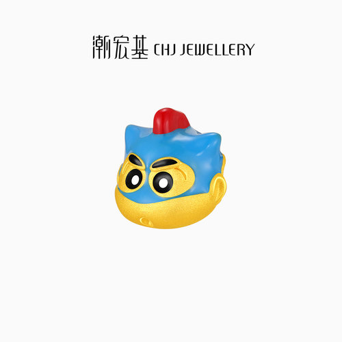 潮宏基蜡笔小新动感超人黄金串珠足金转运5D硬金珐琅小版 - 图0