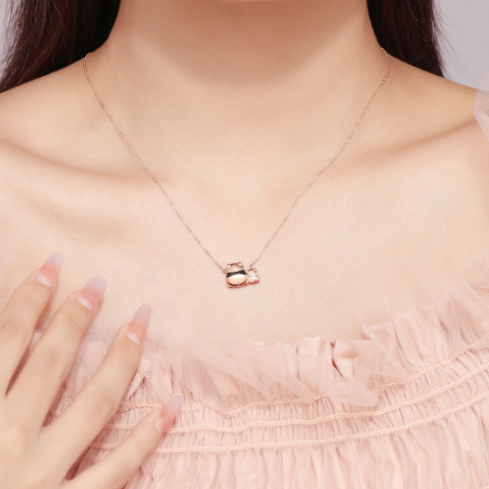 潮宏基趣玩熊猫18k金钻石项链坠链锁骨链珐琅女礼物生日礼物