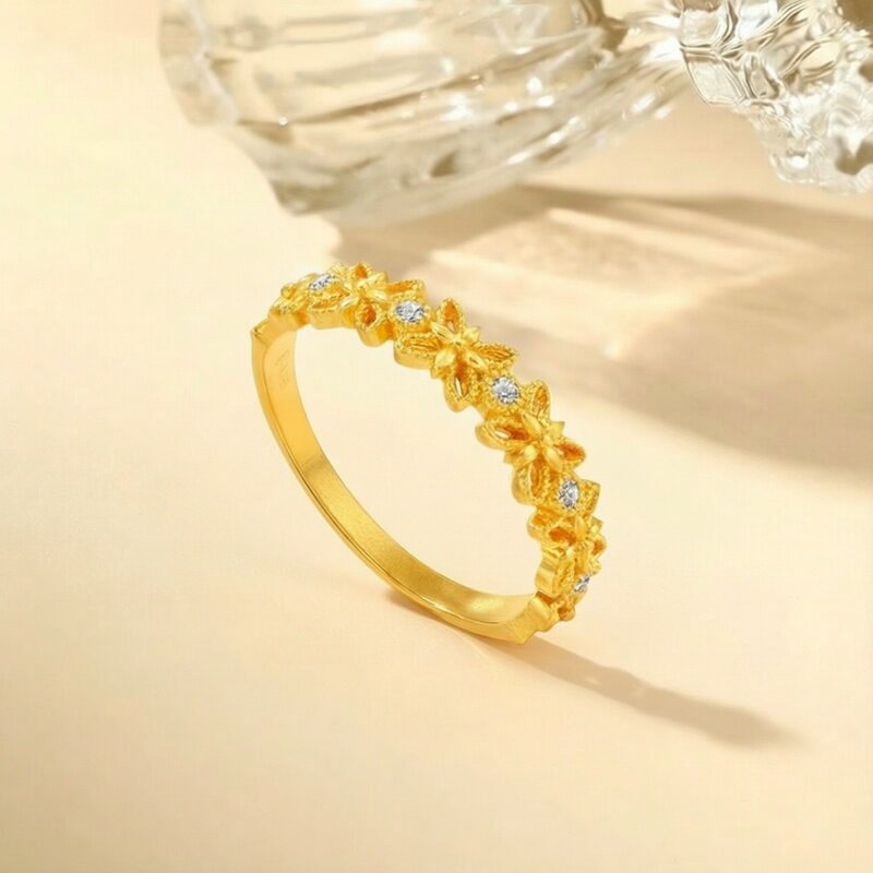 Chao Acer Intangible Cultural Heritage Filigree Thousand Gold Gold Diamond Ring Pure Gold Ring Hand Decoration 5G Gold Hollow Lace Birthday W