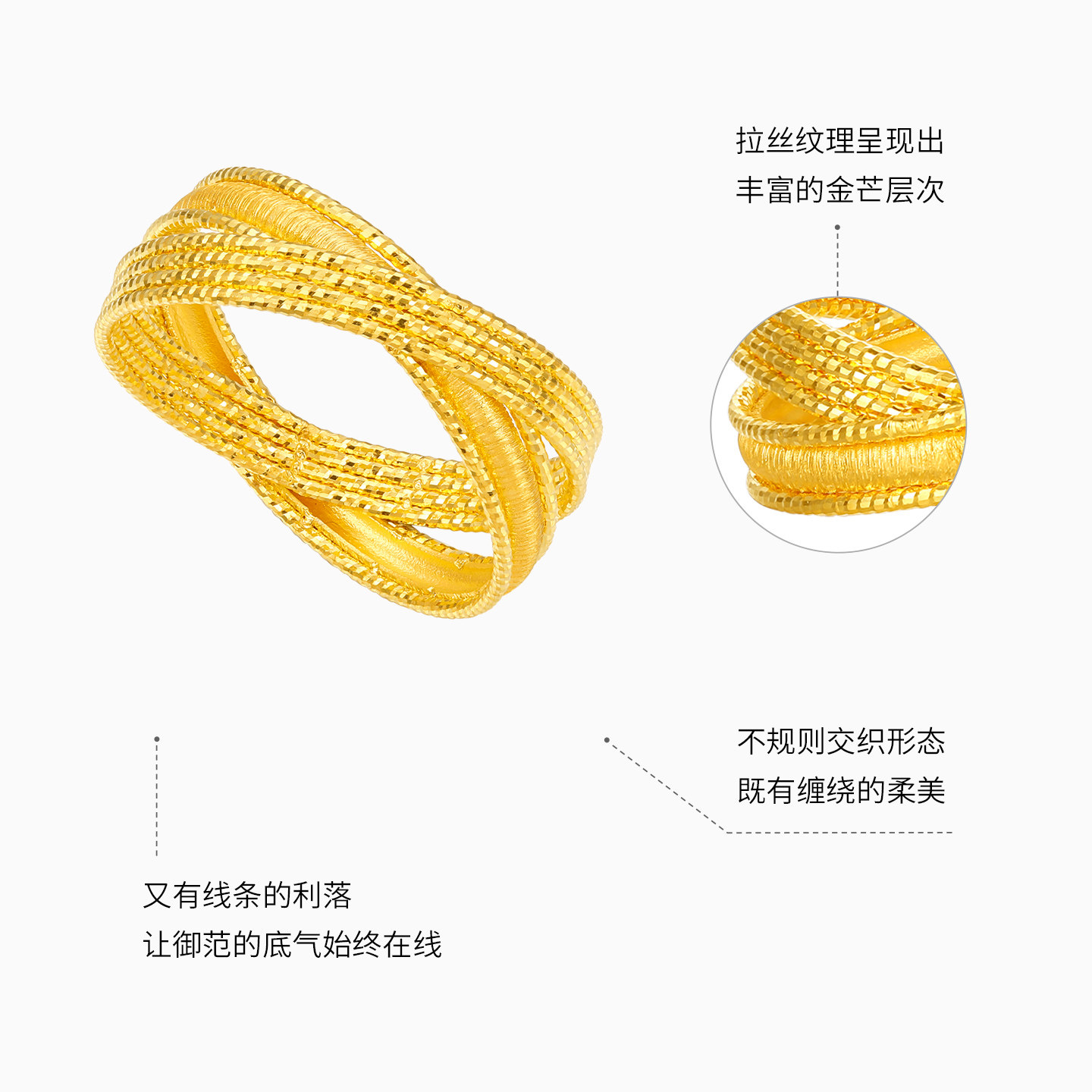 Chao Acer Royal Fan Brushed Gold Ring Pure Gold Ring Women's Ring Set Ring Joint Ring Birthday Gift Price