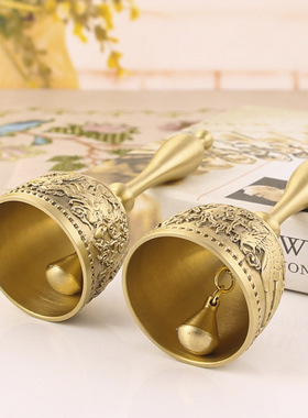 纯黄铜手摇铃铛金属摆件