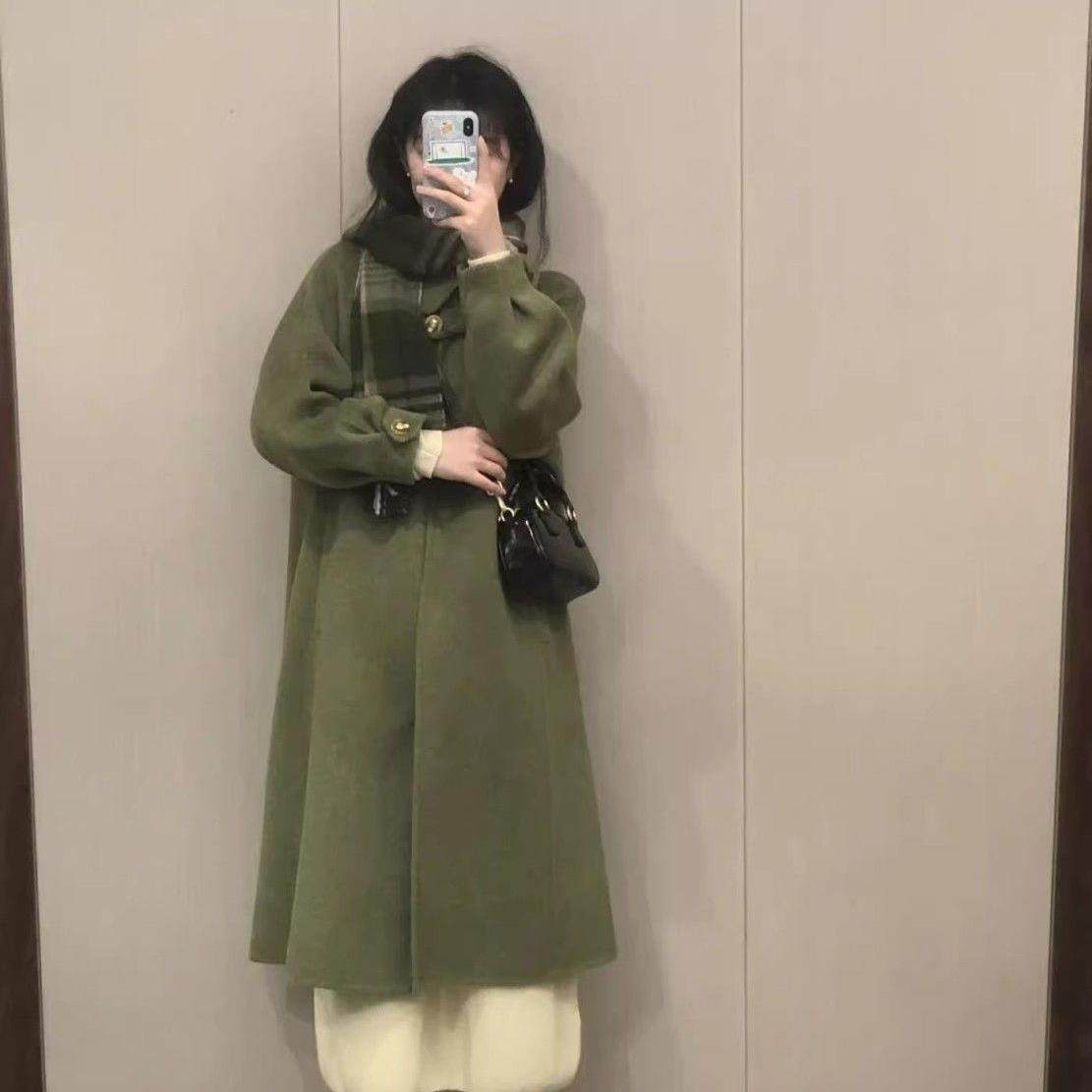 牛角扣长款呢子大衣女毛呢外套秋冬季感小个子2025年新款加厚,淘宝优惠券,粉丝福利购,淘宝优惠卷